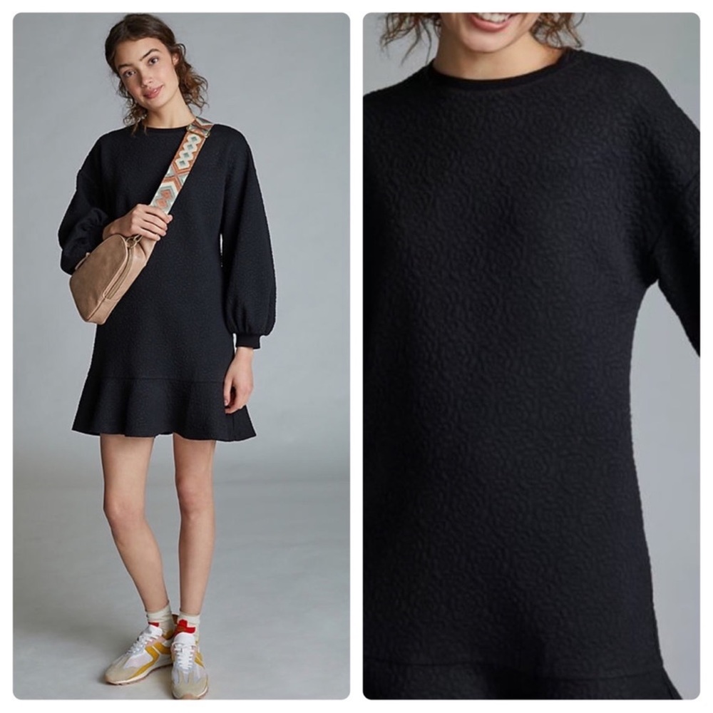 Anthropologie Mare Mare Black Balloon Sleeve Dress Size Small
